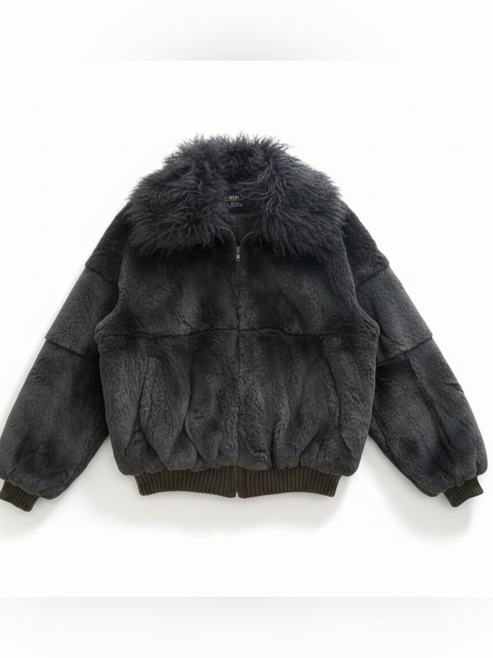 Vintage- Carole Little -Genuine Black Rabbit Fur- Bomber Jacket